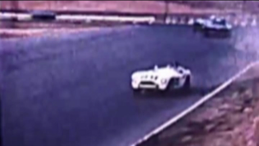 Dave MacDonald races the Carroll Shelby Cobra 260ci to its first ever win at Riverside International Raceway